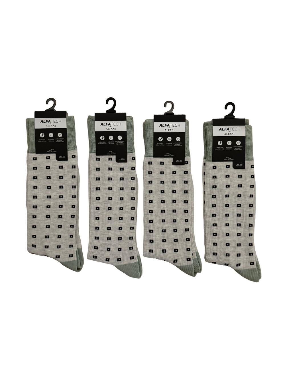 Alfani Alfatech Men's Socks Lot of 4 Square Dot Crew Socks Sock Size 10-13